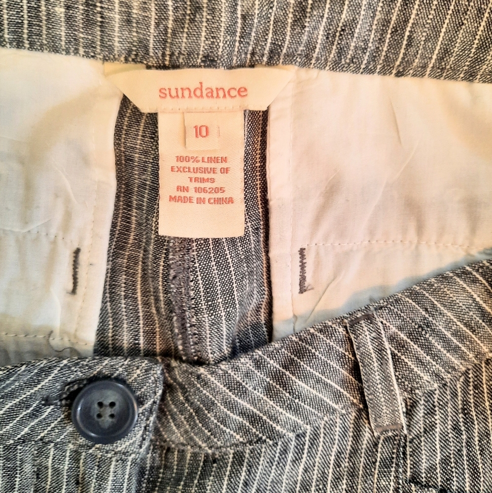 Sundance striped linen wide leg pants Trousers sz 10 *C7 - Picture 3 of 7